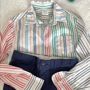 J. Crew Red and Green Button Down Shirt Matching Set